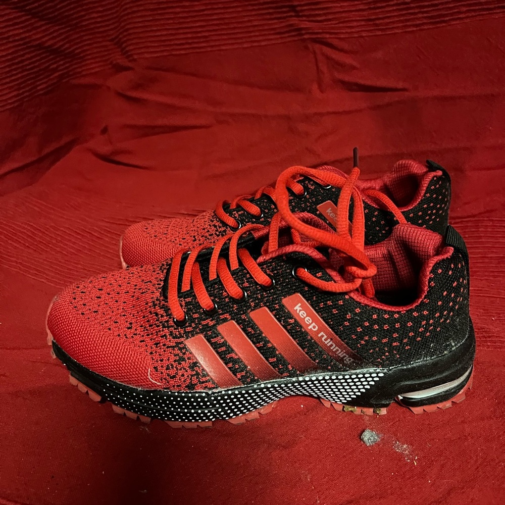 Adidas Black and Red Athletic Sneakers